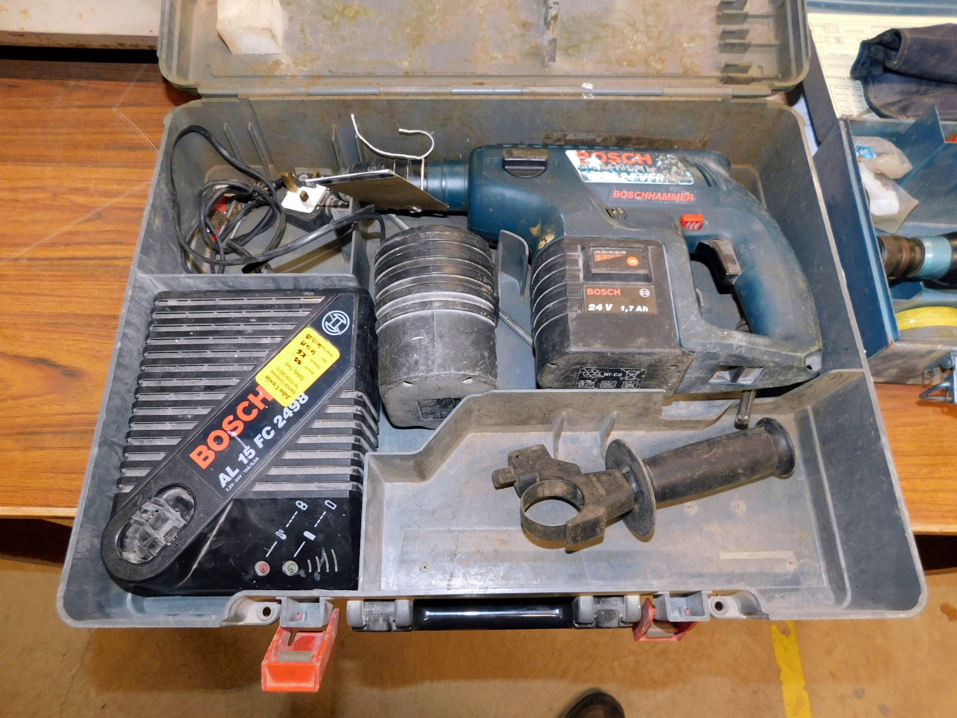 Bosch hammer gbh24vfr cordless drill with 2 batteries and charger (Location: Brentwood. Please Refer