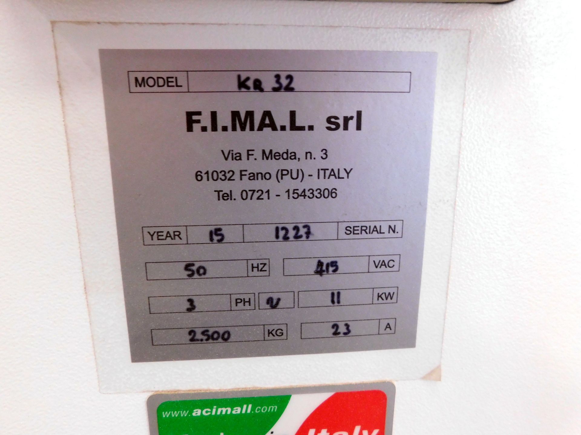 2015 Paoloni by Fimal KR32 CNC Beam Saw, 3-Phase, Serial Number: 1227 (Location Walsall. Please - Image 11 of 11