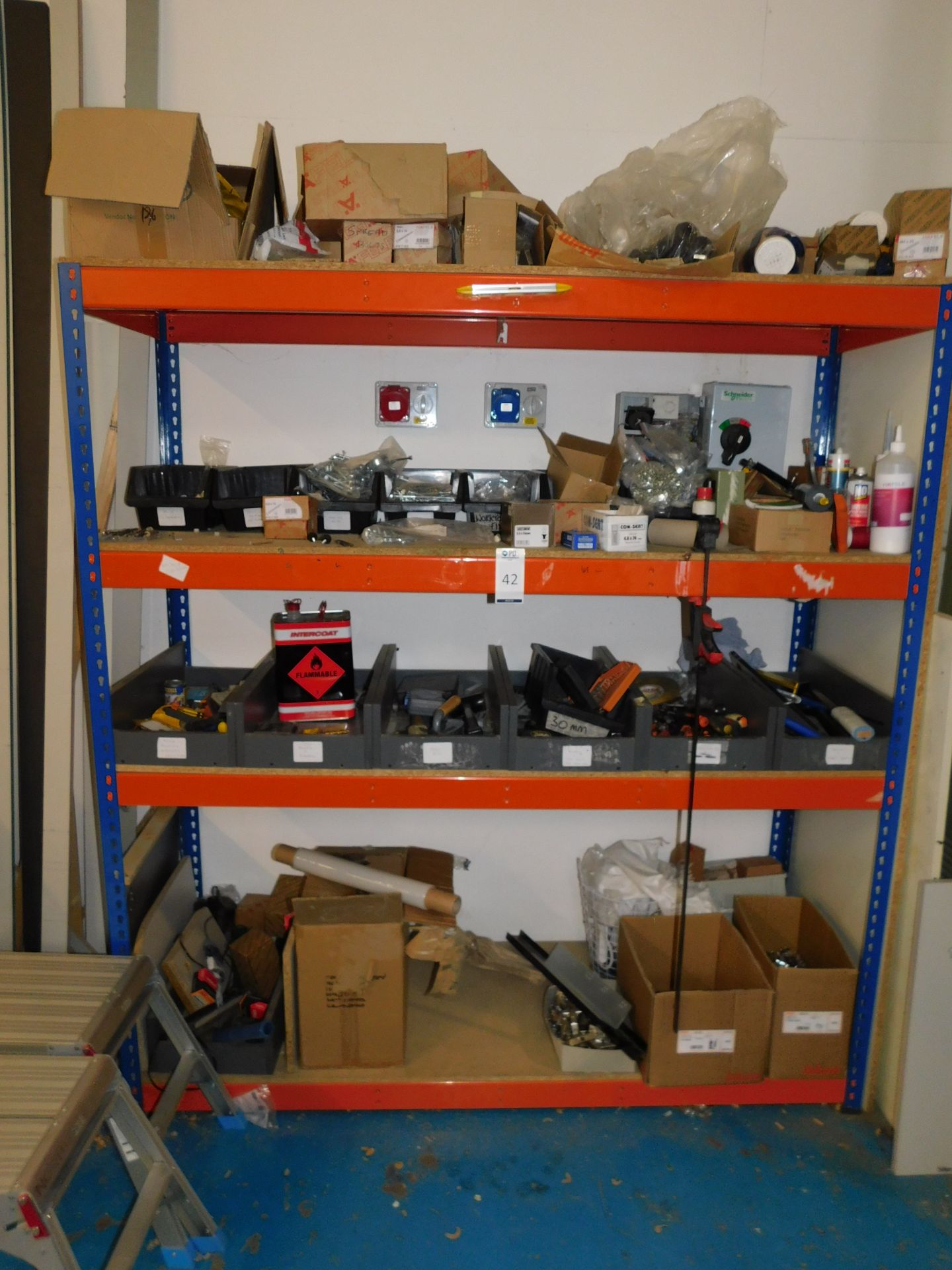 Rack & Contents of Assorted Hand Tools & Fixings etc. (Location Walsall. Please Refer to General