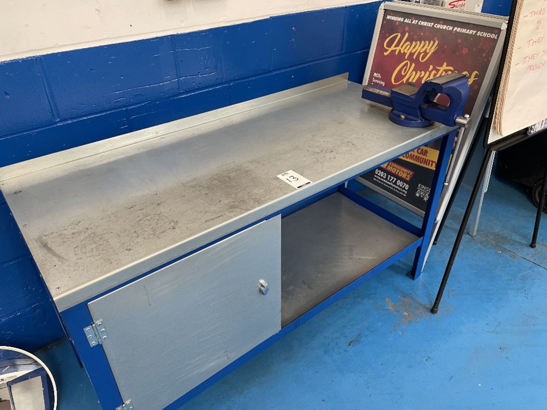 Benchmaster Mechanics Workbench (1500x600mm) with single cupboard fitted with Master engineers