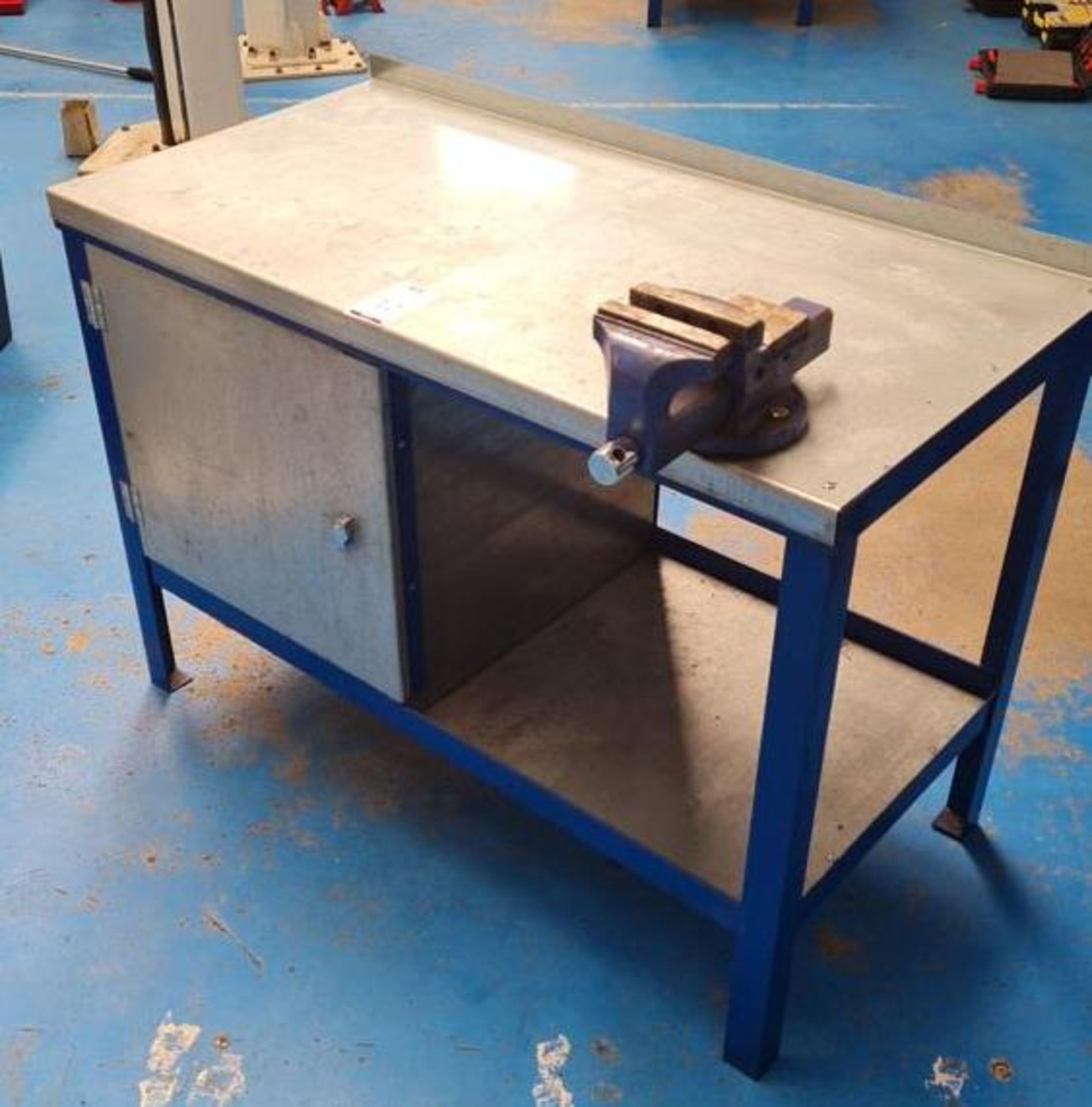 Benchmaster Mechanics Workbench (1200x600mm) with single cupboard fitted with small engineers