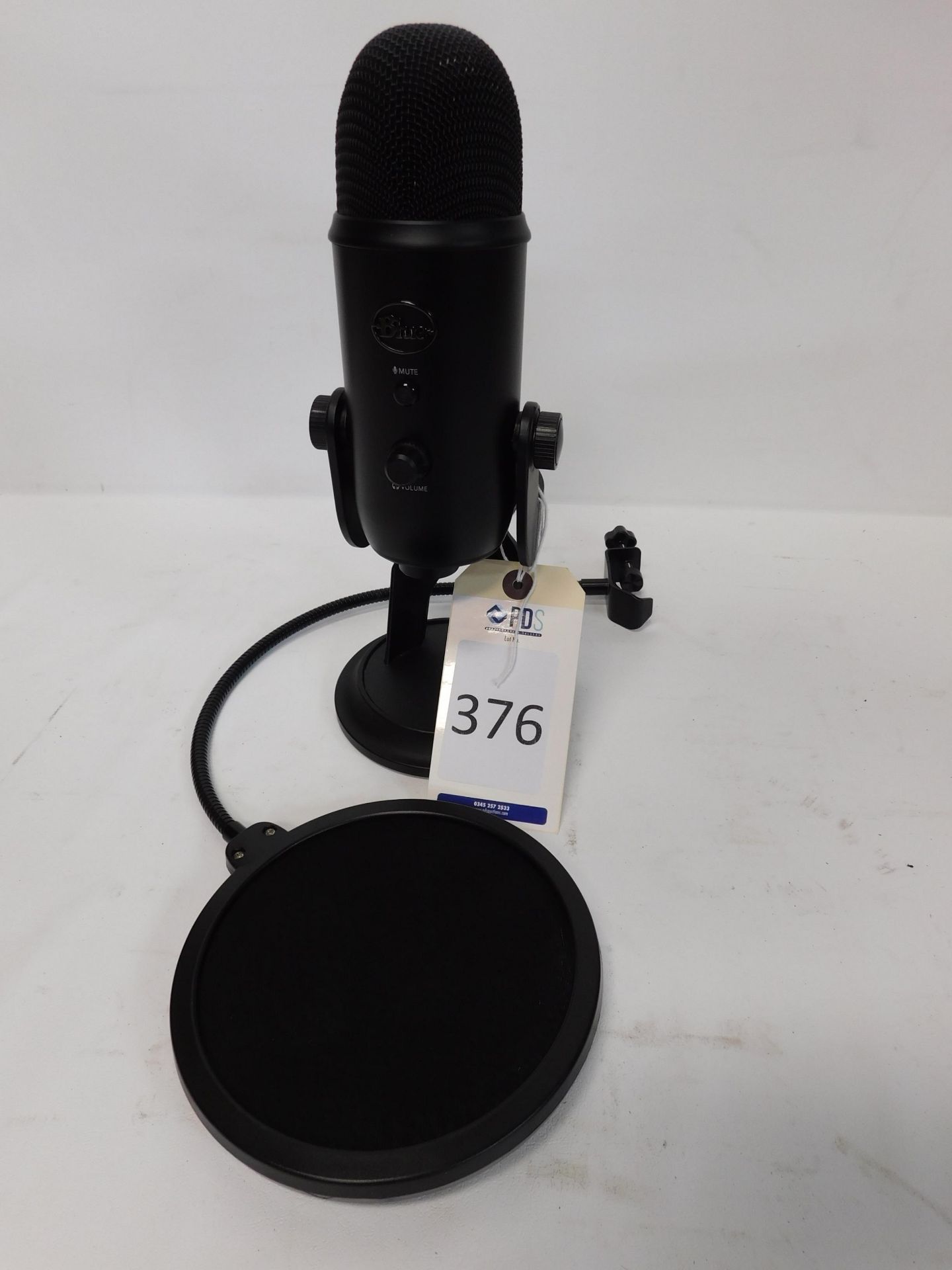 Blue Studio Microphone, Serial Number 2836Y70195 with Pop Filter (Location: Brentwood. Please