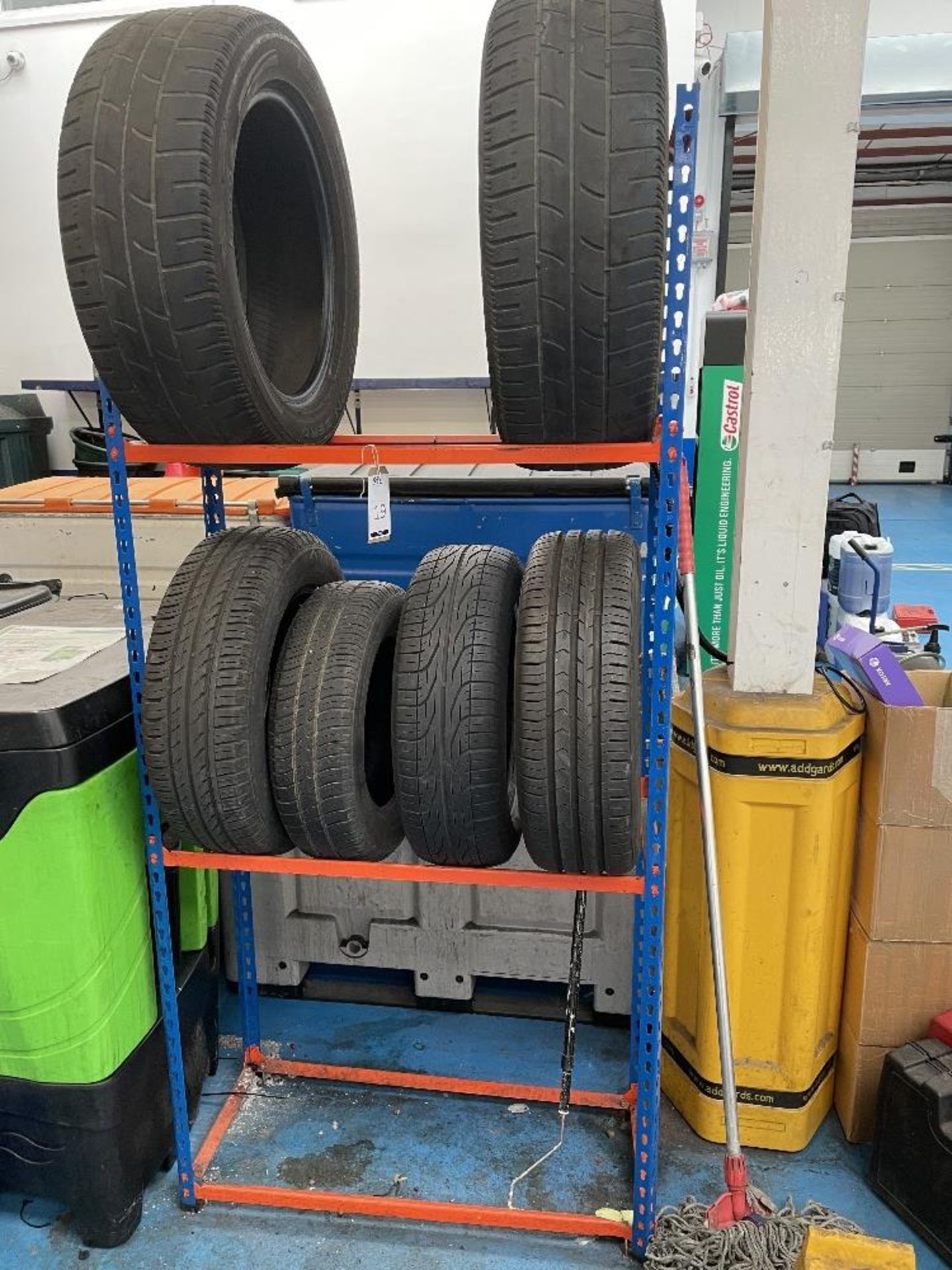 2 Workshop Tyre Racks & Contents comprising used and part worn tyres (Location Surbiton . Please
