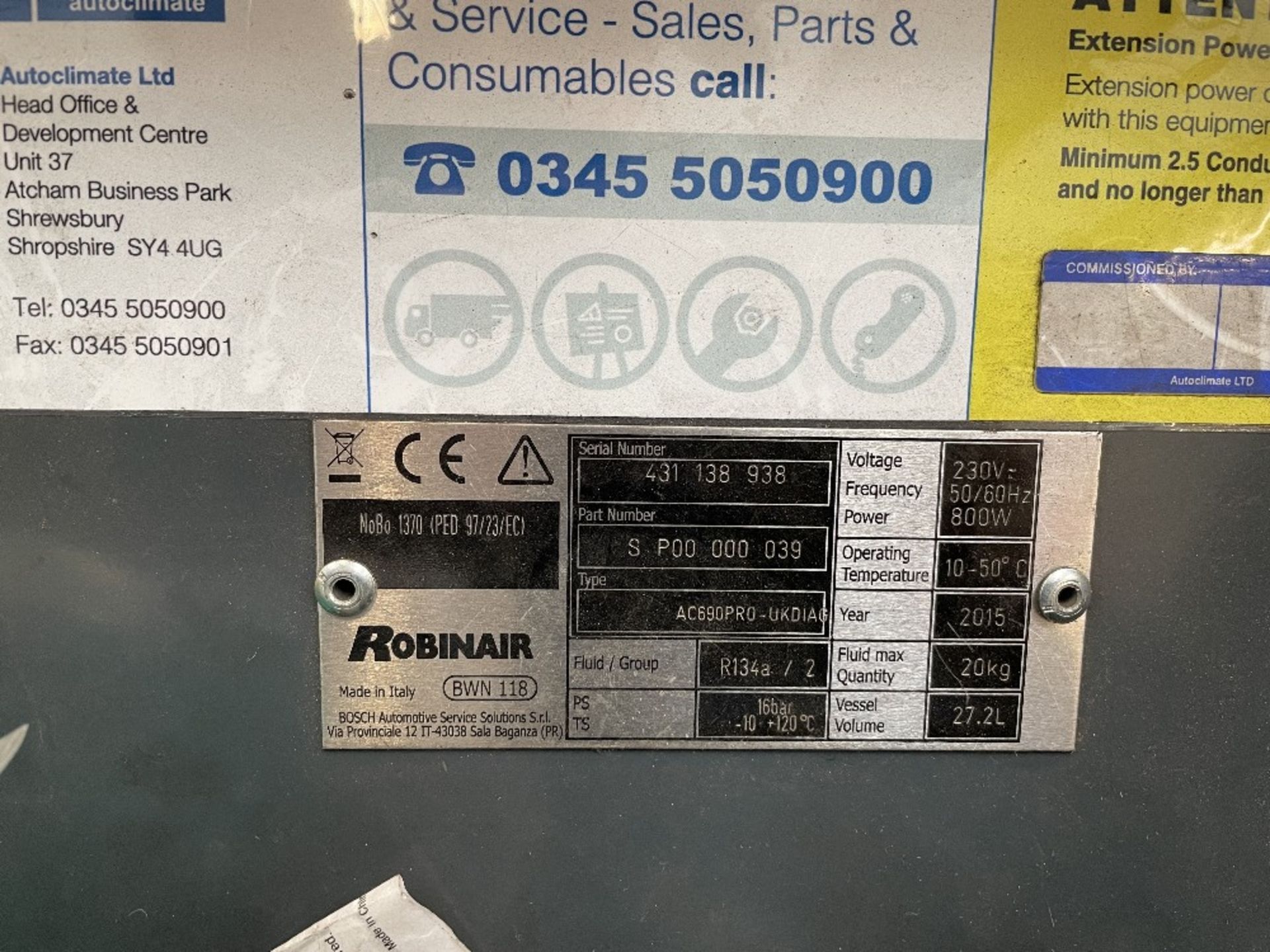 Robinair Cooltech AC690Pro aircon machine (Location Surbiton . Please Refer to General Notes) - Image 2 of 2