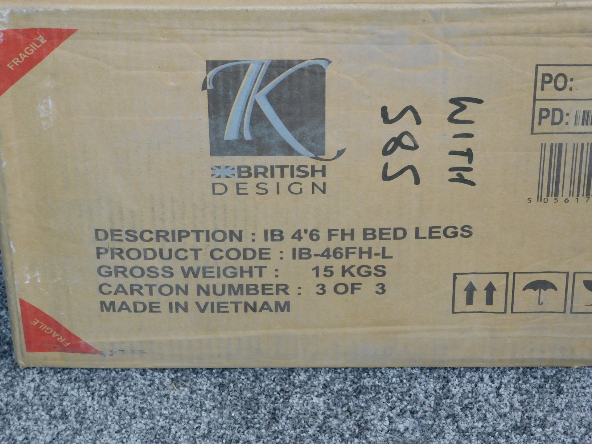 4ft 6” Bedframe & Fabric Headboard (Location: Market Harborough. Please Refer to General Notes) - Image 4 of 4