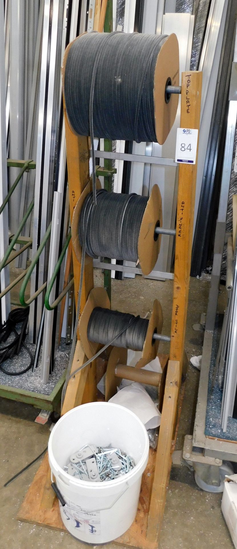 Wooden Framed Cable Stand Quantity of Wool Pile (Location: Bedford. Please Refer to General Notes)