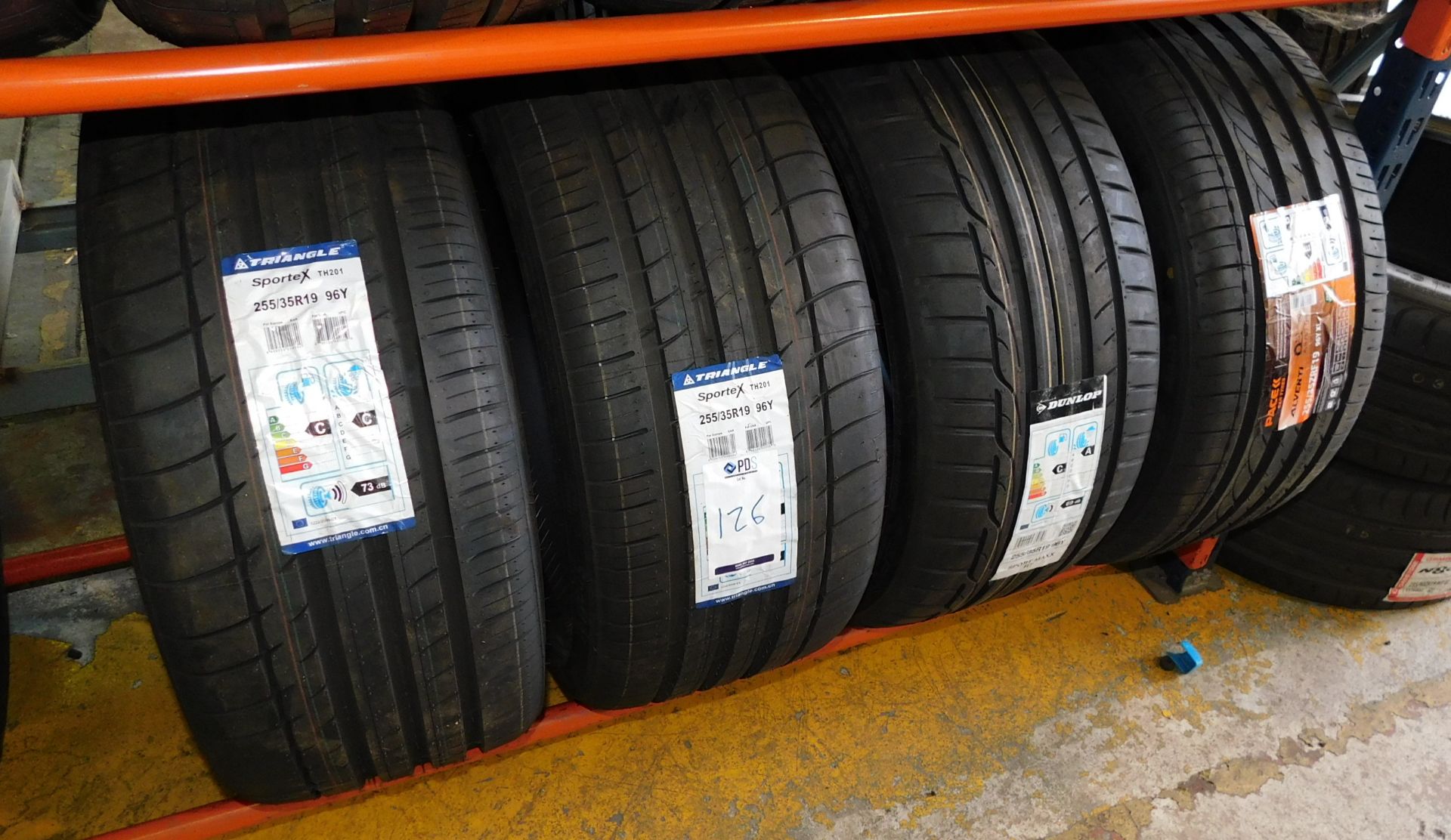 4 tyres, size 255/35 19 (2 Triangle, 1 Dunlop, 1 Pace) (Location Northampton. Please Refer to