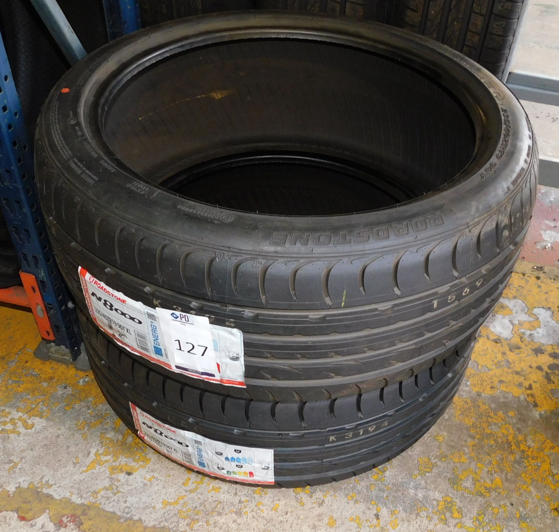 2 tyres, size 235/40 19 (Roadstone) (Location Northampton. Please Refer to General Notes)