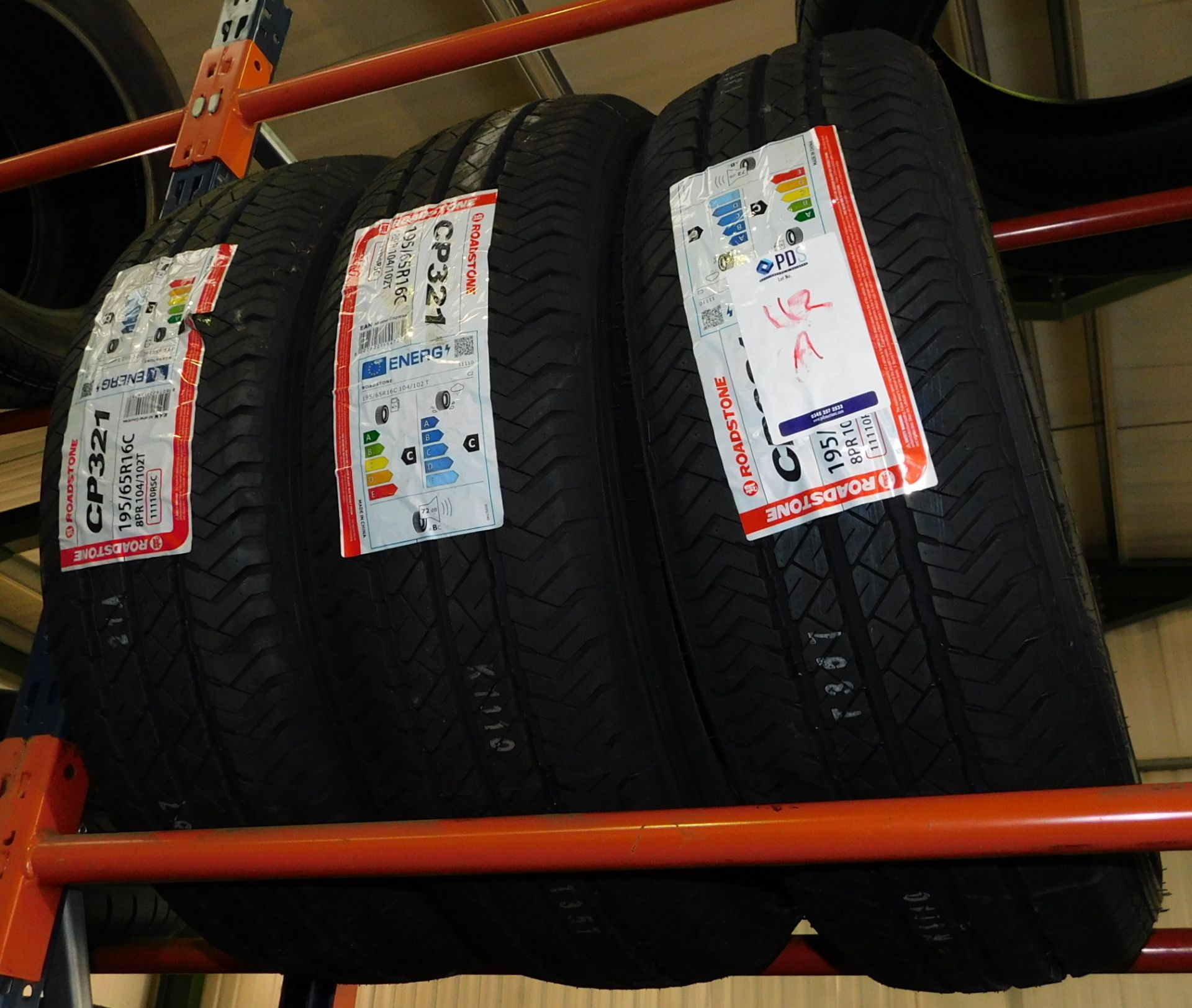 3 tyres, size 195/65 16 (Roadstone) (Location Northampton. Please Refer to General Notes)