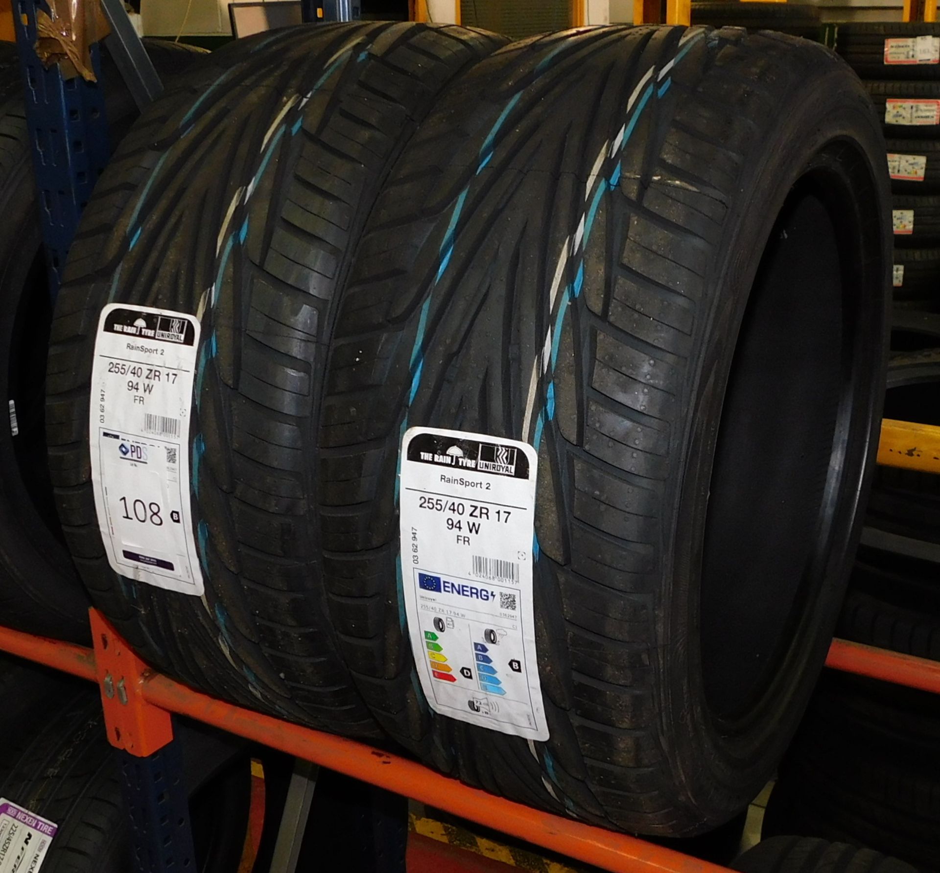 2 tyres, size 255/40 17 (Uniroyal) (Location Northampton. Please Refer to General Notes)