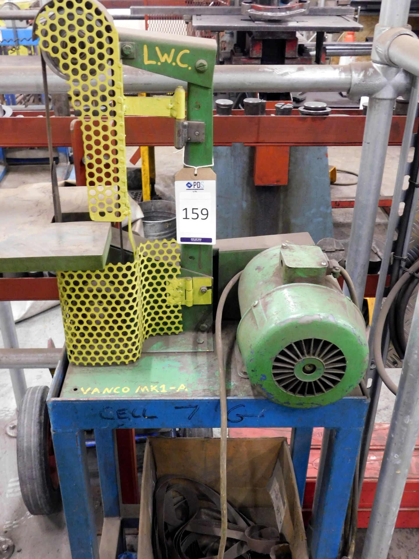 Vanco Motorised Belt Linisher, serial number 4779, 240v on Fabricated Stand (Location Harlow. Please