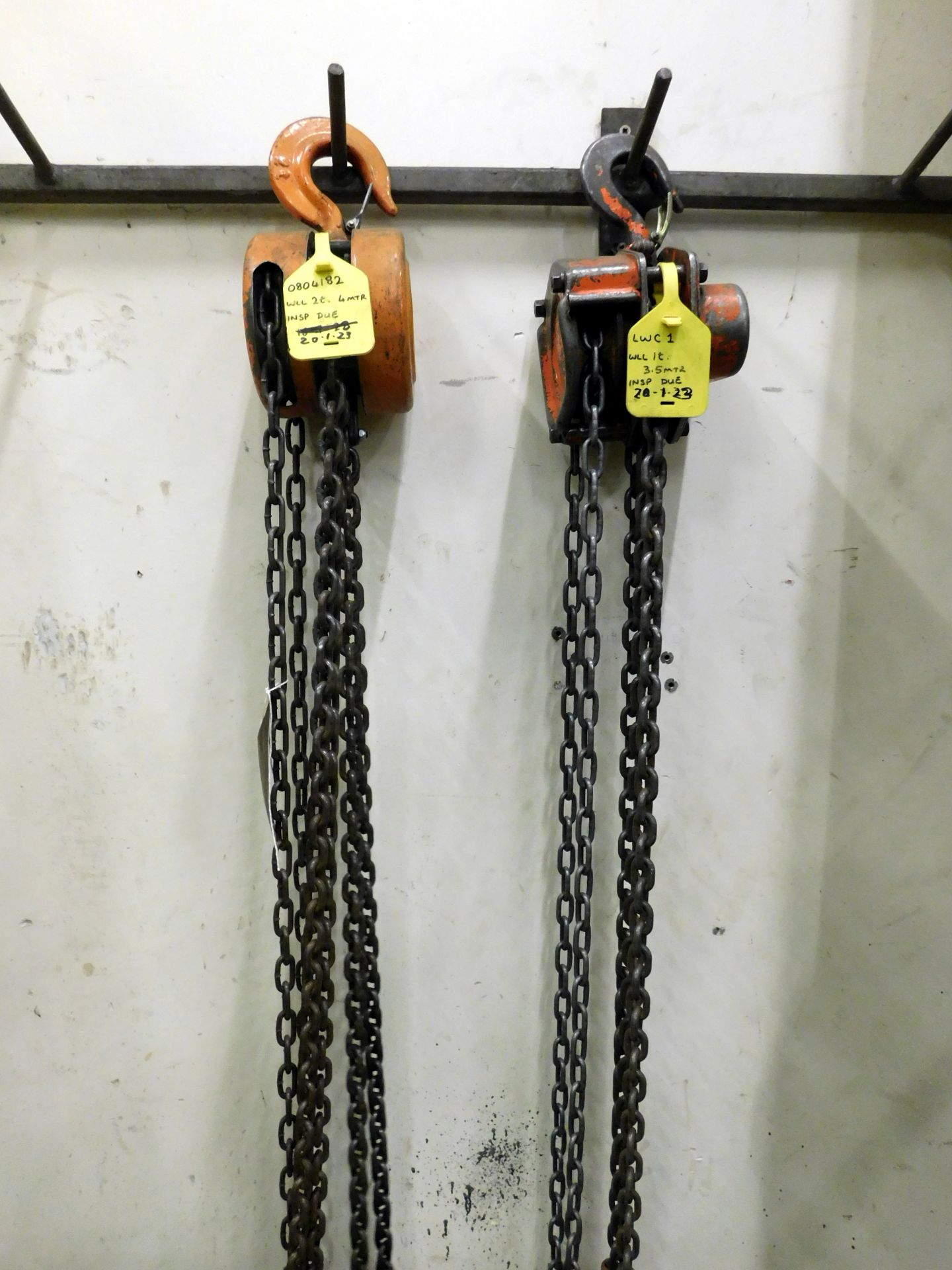 Two Manual Chain Hoists (Location Harlow. Please Refer to General Notes)