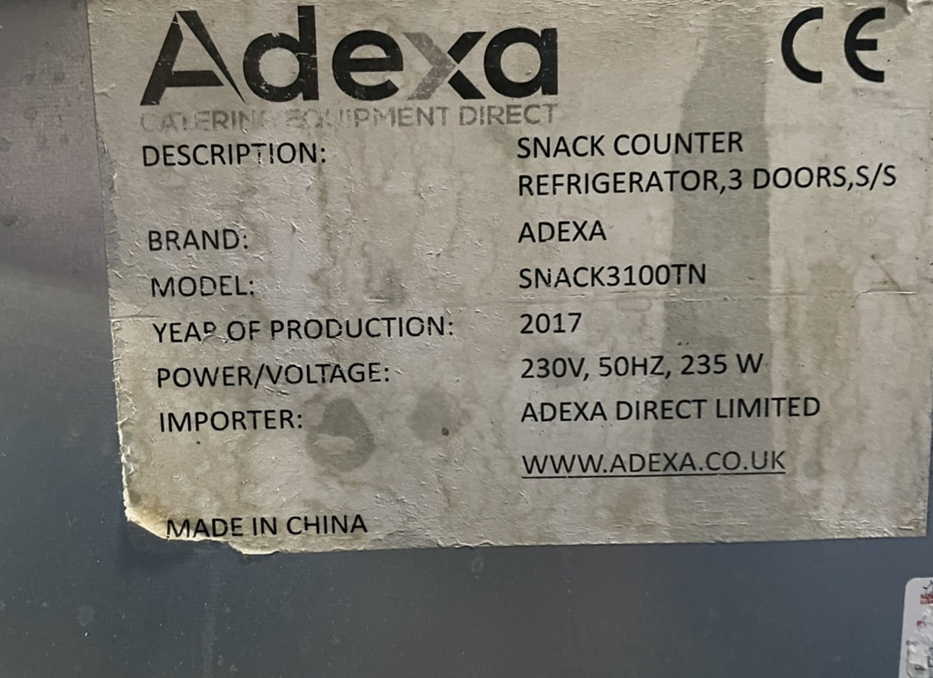 Adexa Snack3100TN 3-Door Under-Counter Fridge Unit - Image 2 of 2