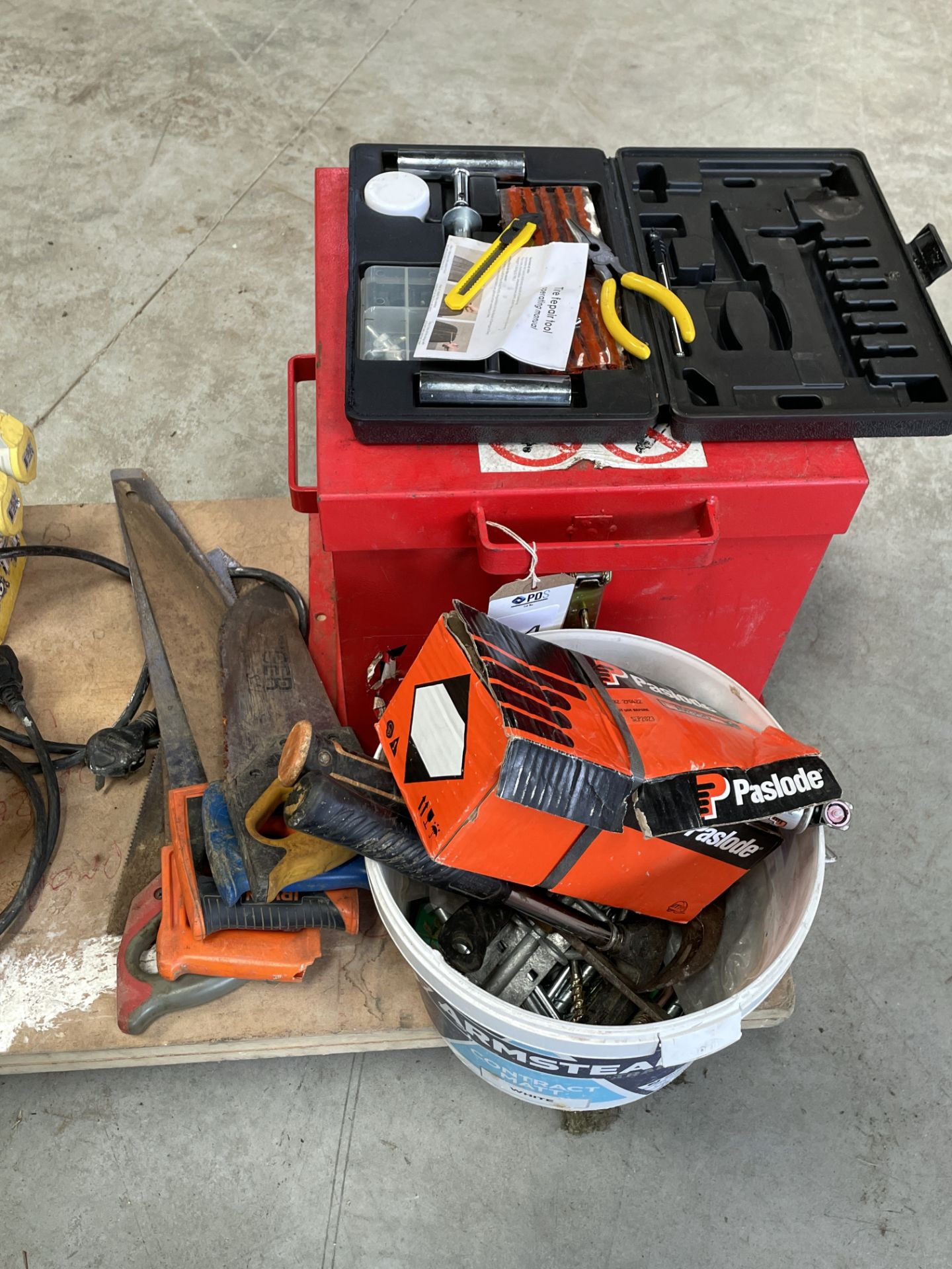 Saws, Plier Set & Armorgard Transbank Tool Box etc. (Location: Brentwood. Please Refer to General