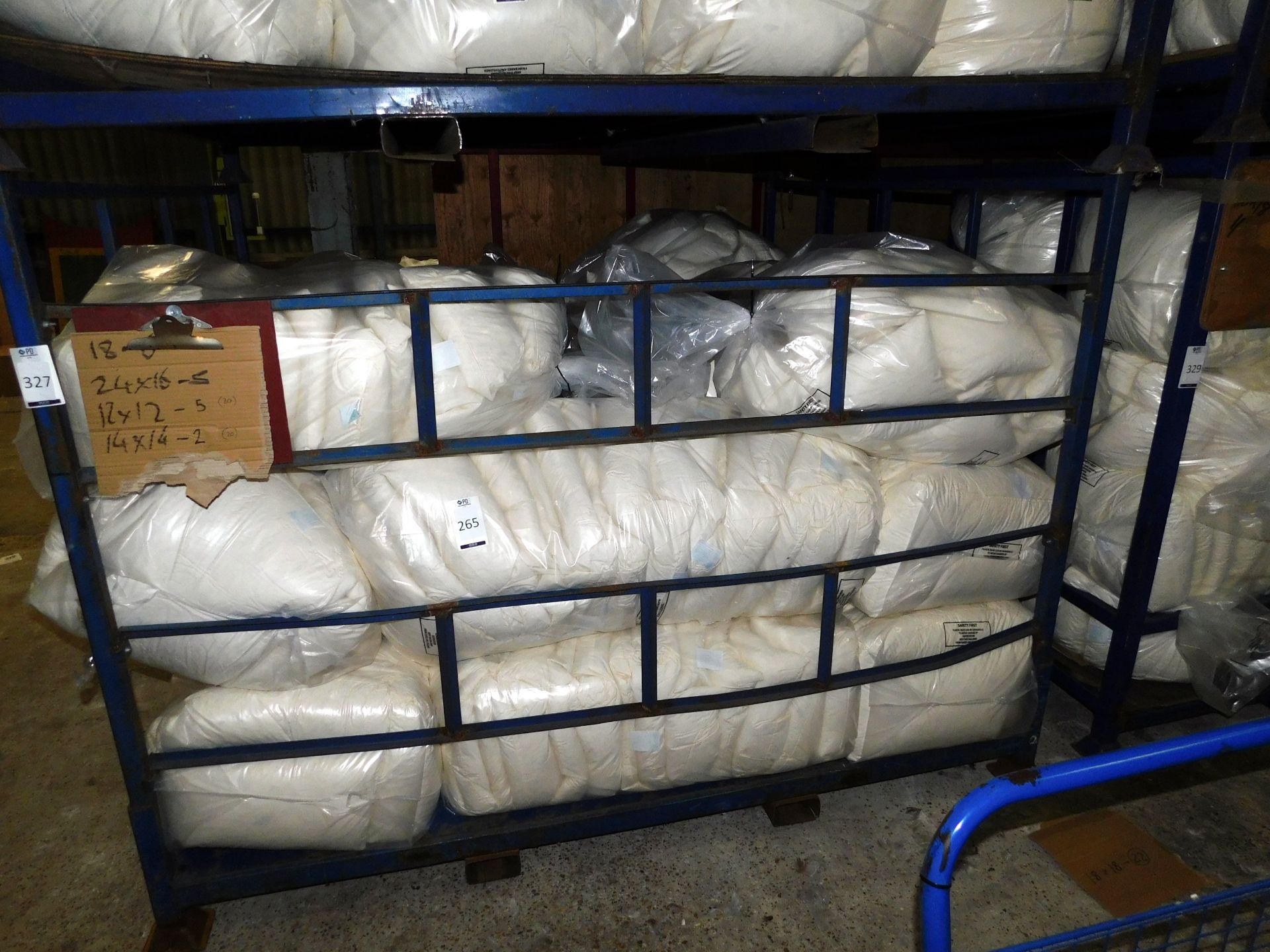 Contents of Stillage to include: - 18 Bags of Various Sized Cushions (Collection Monday 28th or