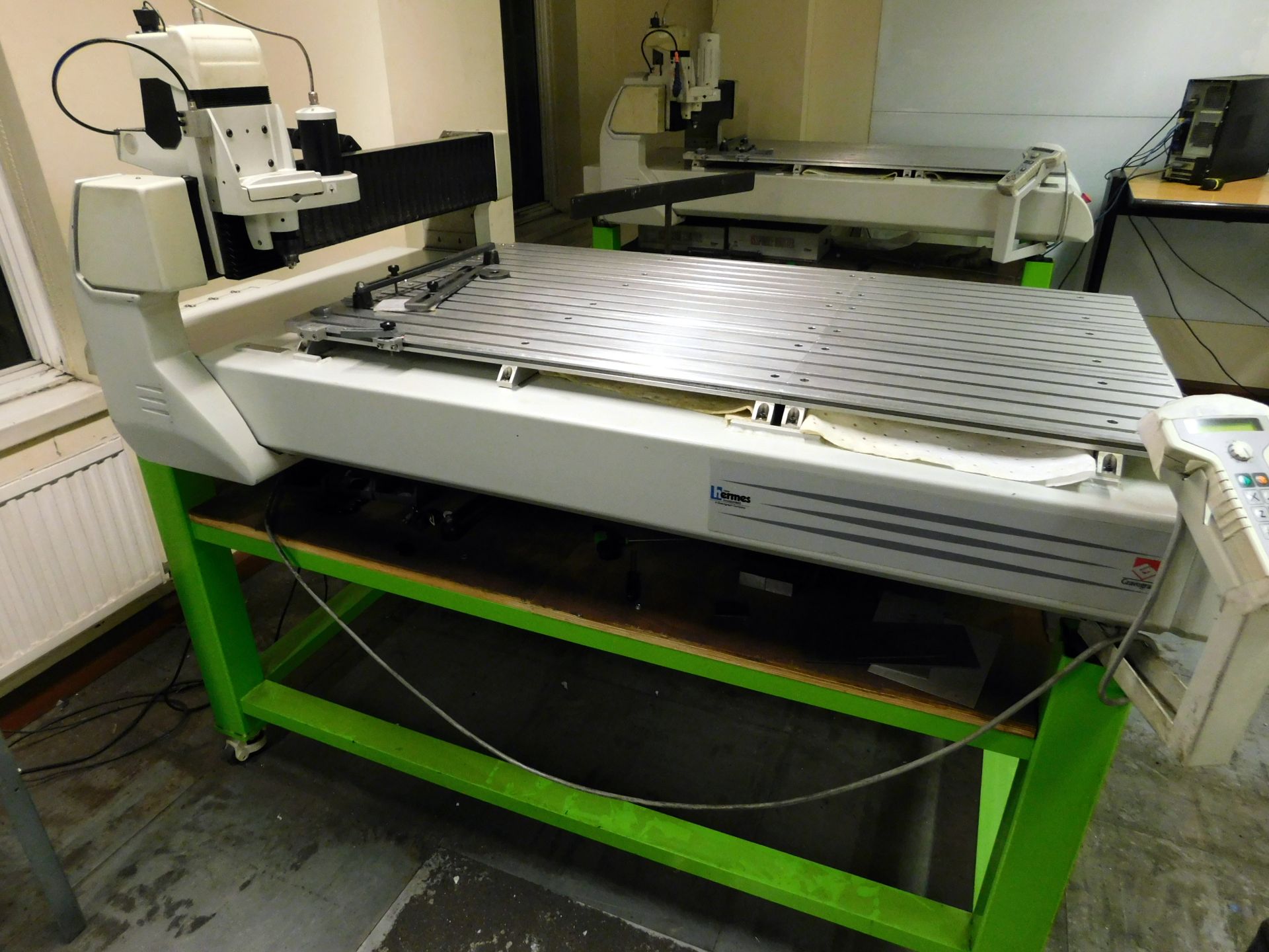 2006 Gravograph Type 158000 CNC Engraving Machine S/No 52843 on steel workbench with Control - Image 2 of 3