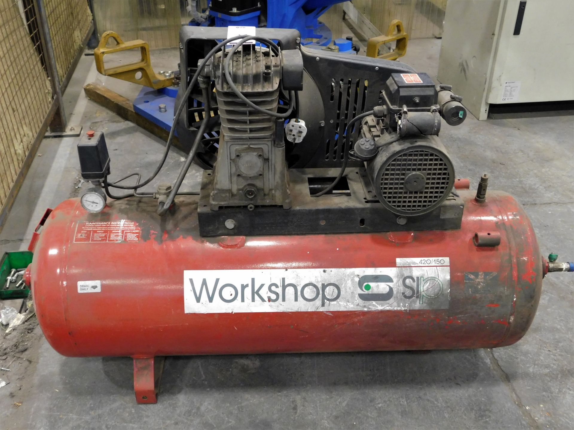 1996 SIP420/150 Horizontal Workshop Compressor with Rednal Pneumatics 87/404 150L EEC Welded