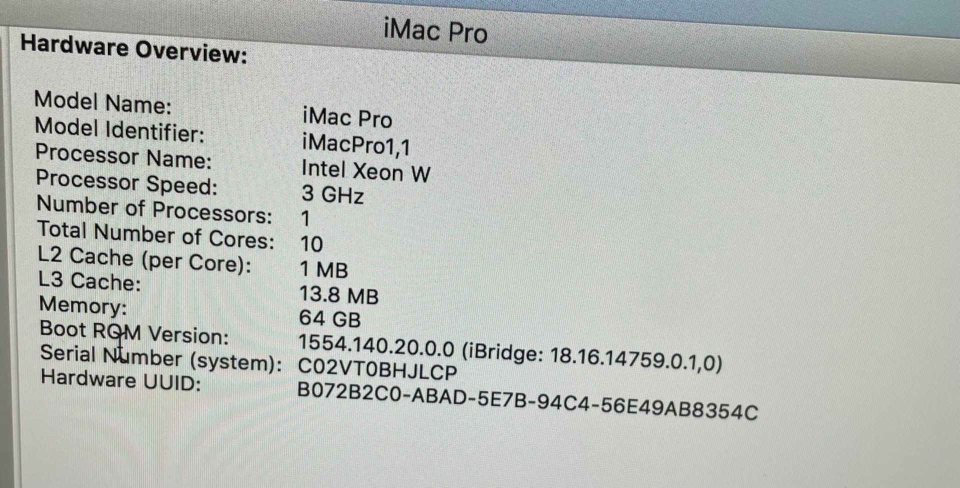 Apple iMac Pro (2017) A1862, Serial Number C02VT0BHJLCP, Intel Xeon W 3GHz, 64GB RAM, 1TB HDD, OS - Image 5 of 5