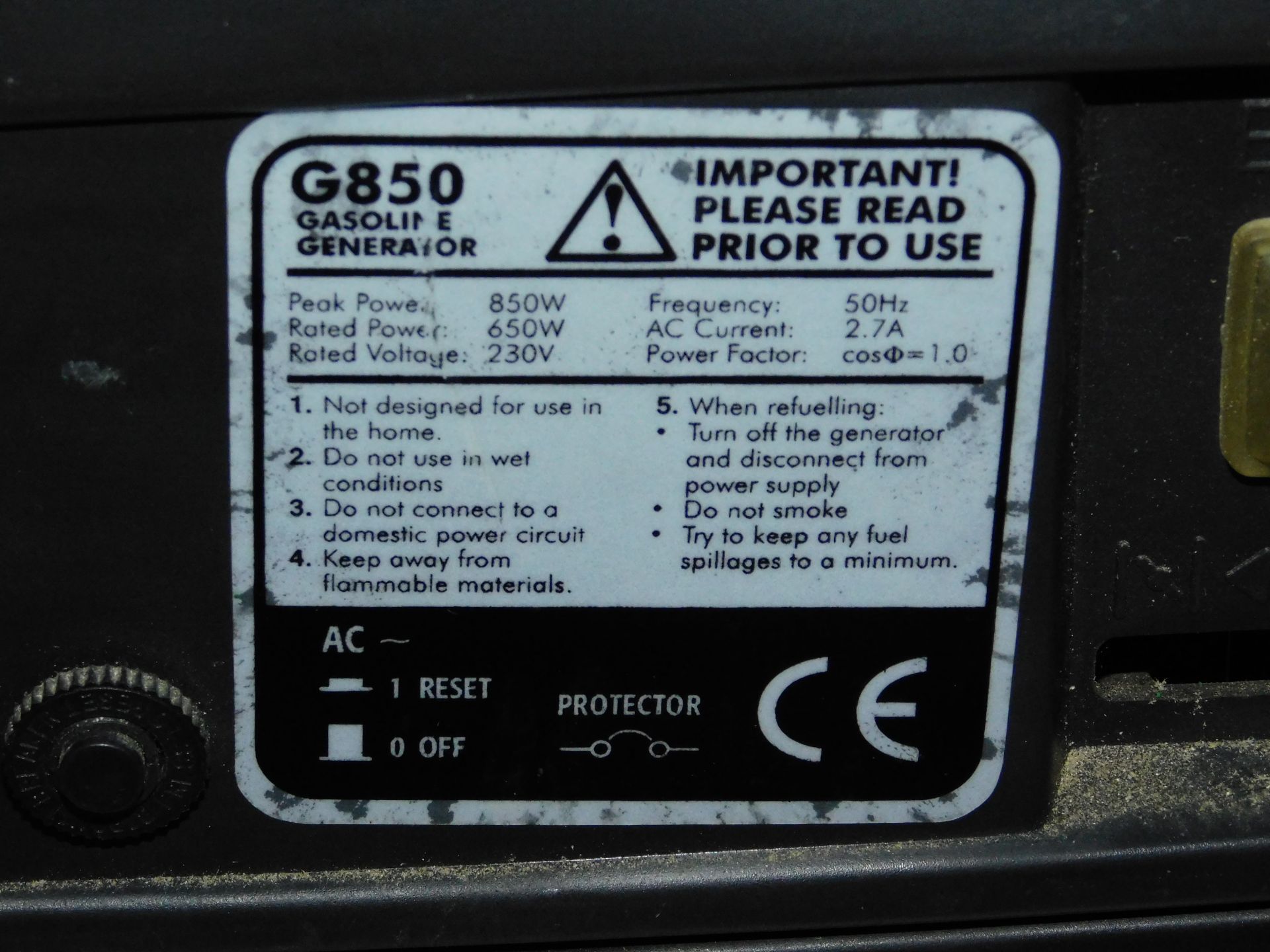 Pro User 850W Portable Petrol Generator (Location Brentwood. Please Refer to General Notes) - Image 3 of 3