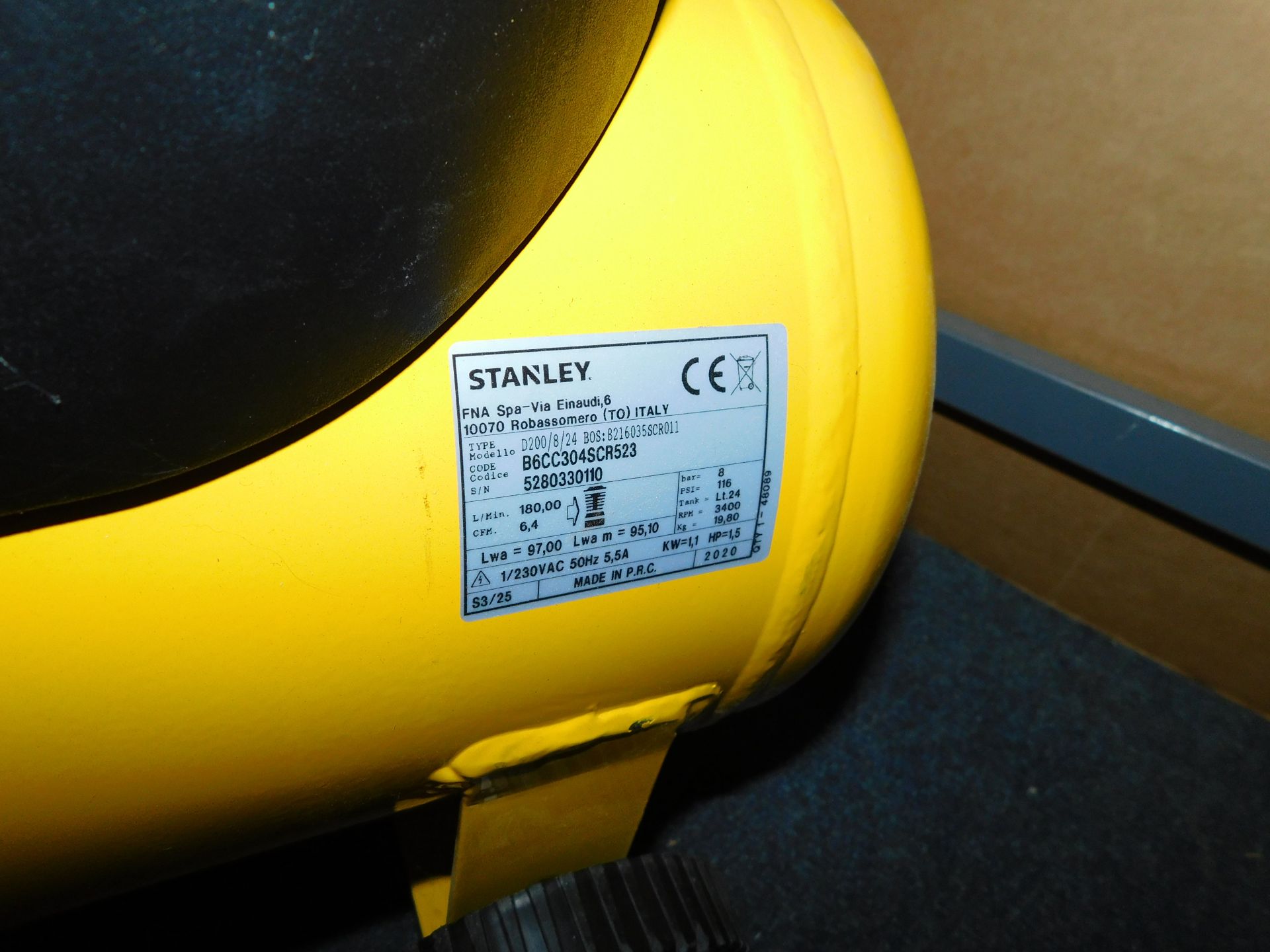 Stanley D200/8/24 Portable Compressor (Location Stockport. Please Refer to General Notes) - Image 2 of 3