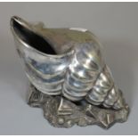 Victorian silver plated spoon warmer in the form of a sea shell on naturalistic base. (B.P. 21% +