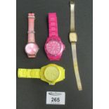 Collection watches including an HCF silver and marcasite watch. (B.P. 21% + VAT)