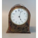 Early 20th Century French faux tortoiseshell dome topped mantel clock with white enamelled face. (
