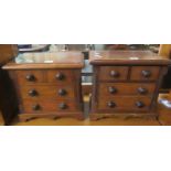 Two similar 19th Century mahogany miniature apprentice piece straight fronted chests of two short