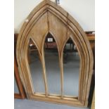 19th Century lancet shaped arched mirror with later plates. (B.P. 21% + VAT)