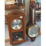 Modern aneroid wheel barometer marked by Shortland Instruments, British Made. Together with a