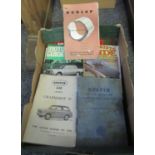 Box containing 1950's, 60's & 70,s car magazines including Dunlop, Mercedes-Benz, catalogues,