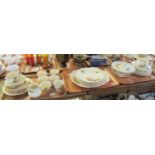 Two trays of Alfred Meakin Coaching Days dinnerware, plates, turines, etc. Together with a tray of