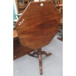 19th Century pine octagonal snap top pedestal table on triform base. (B.P. 21% + VAT)