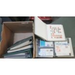 All world stamp collection in three albums, plus album of Great Britain FDCs and album with World