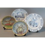 Pair of Poole pottery wall plates, created especially for Poole pottery by Glen Baxter, to