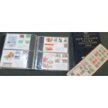 All world selection of early stamps in old album; New Zealand 1984 year book and GB First Day Covers