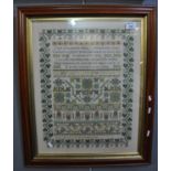 Modern needlepoint sampler of some quality, framed and glazed. 51 x 40cm approx. (B.P. 21% + VAT)