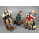Three Royal Doulton bone china figurines to include The Toy Maker HN2250, The Batchelor HN2319,