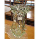 Perspex three tier display stand, together with a moulded art glass vase. (B.P. 21% + VAT)