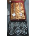 Box of glassware to include; Royal Brierley pair of millennium celebration large