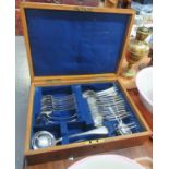 Early 20th century oak cased canteen of silver plated cutlery. Appearing incomplete. (B.P. 21% +
