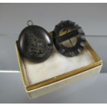 Victorian Vulcanite locket and brooch. (B.P. 21% + VAT)