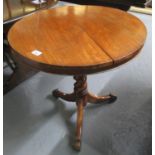 19th Century mahogany pedestal occasional table with spirally turned column and triform base with