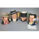 Four Royal Doulton character jugs to include Bill Sikes D6981, Sir Henry Doulton D7054 with
