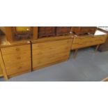 1970's style teak mirror backed six drawer dressing table, 150cm wide approx. Together with a