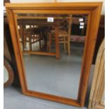 Modern pine framed rectangular mirror with bevelled plate. (B.P. 21% + VAT)