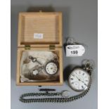 silver open faced pocket watch marked H Samuel, Manchester 'Accurate' with T-bar chain, together