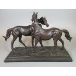 Pair of modern bronzed horses on naturalistic base. (B.P. 21% + VAT)