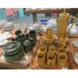 Tray with Portmeirion totem brown ground pottery coffee set, together with a Lord Nelson pottery