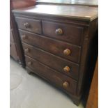 Early 19th Century oak straight fronted chest of two short and three graduated drawers under a